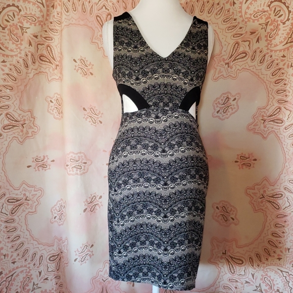 Love Dresses & Skirts - Lace Pattern Dress Sleeveless Bodycon Stretchy Cut Outs